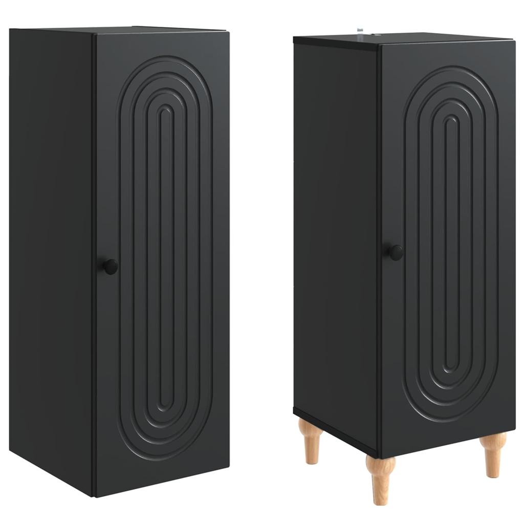 Cabinet Set 2 pcs Black Wood Material