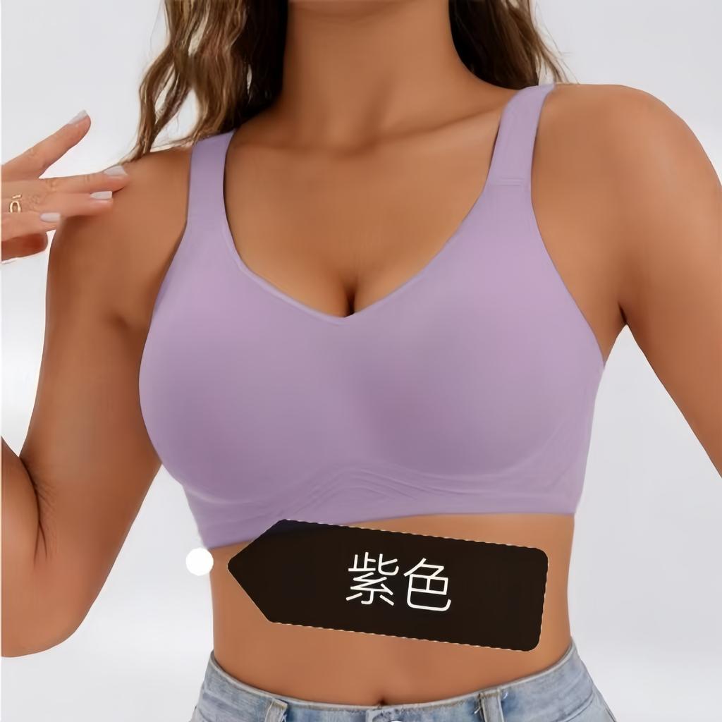 Blue Seamless Wireless Bra with Wide Straps