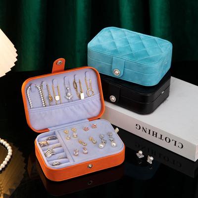 Caja contenedora organizadora de joyería con cremallera y botón de almacenamiento, joyero portátil, organizador de joyería, expositor, cajas de joyería de viaje
