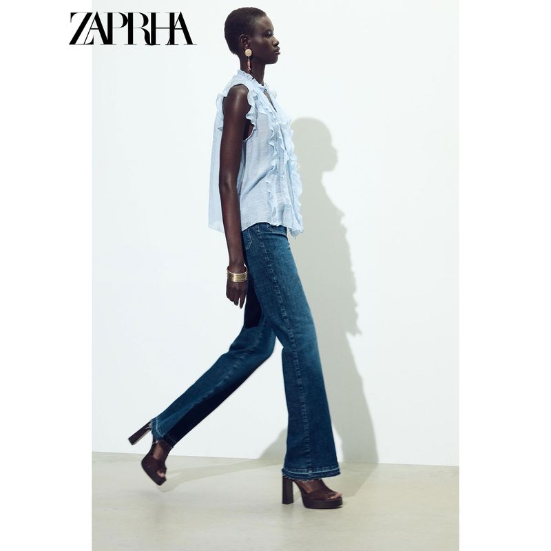 Zaprha 2025 Summer New Sweet Loose Laminated Decorative Drape V-neck Sleeveless Top 5029108