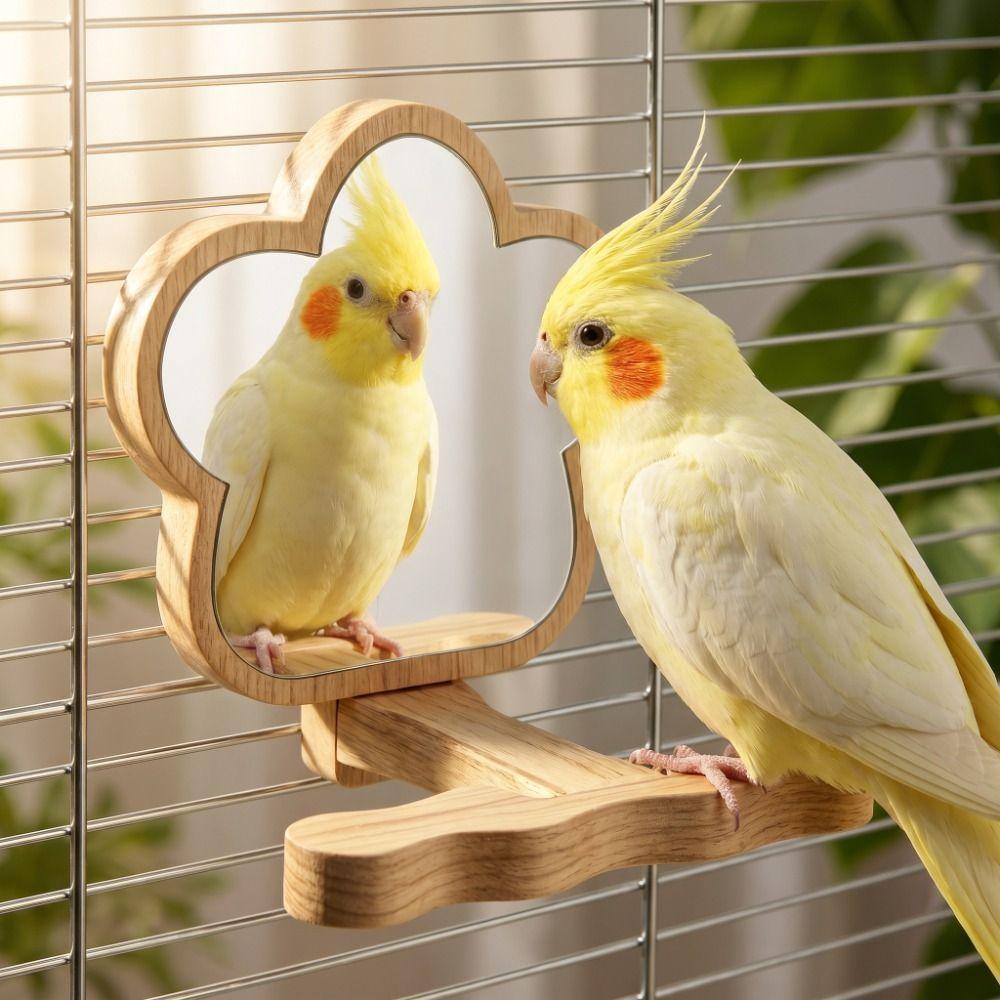 Chew-Proof Construction Wood Bird Training Stand Hanging Parrot Play Rack Small Medium Animals