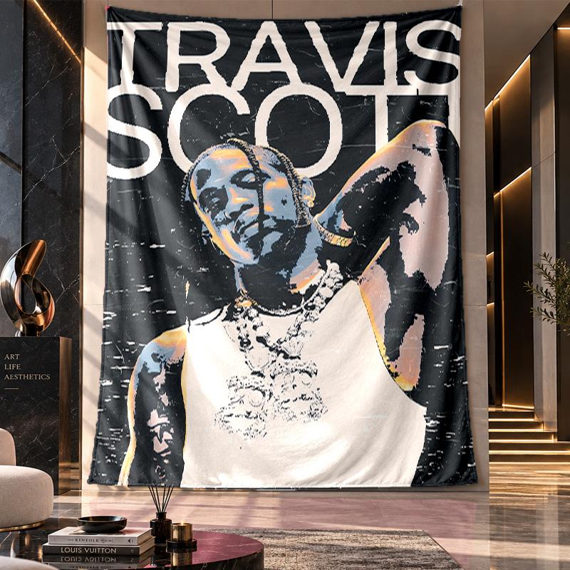 Wall Hanging Tapestry,Travis Scott Printed Fabric Backdrop For Dorm Room Party Decoration