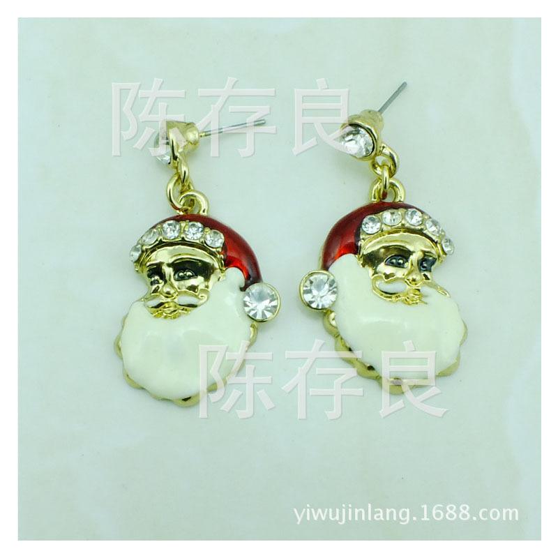 Red and White Enamel Santa Claus Earrings - Festive Fashion Jewelry