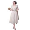 2026 French Spring/Summer Women's Retro Romantic Bowknot Short Sleeve Dress