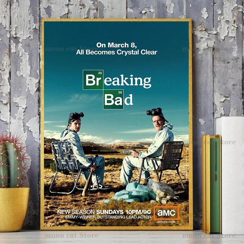 Breaking Bad Klassische Krimi-TV-Serie Poster Leinwandmalerei Heisenberg Drucke Wandkunst Bilder Moderne Heimzimmerdekoration