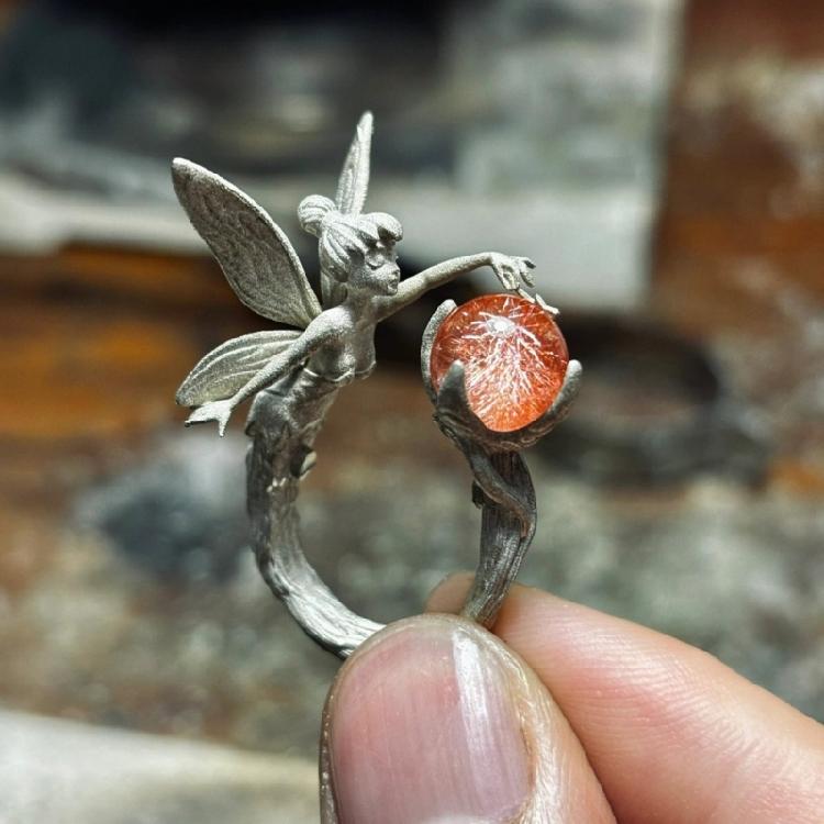 Incantevole Anello Angelo Folletto Misura Regolabile Anelli Aperti Ornamento Gioielli alla Moda per Feste e Abbigliamento Casual