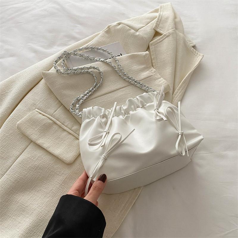 Small Chain Shoulder Crossbody Bag 2024 New Spring Korean Style Street Chic Pu Bucket Bag