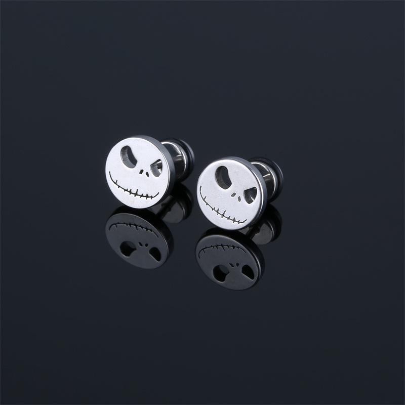 1 Pair New Style Gothic Dumbbell Stud Earrings For Men/Women Stainless Steel Punk Piercing Jewelry