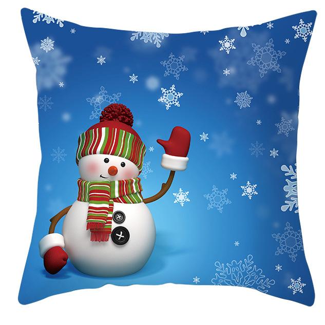 New Blue Snowflake Pillow Cover Winter Christmas Snowman Cushion Cover