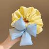 Fluffy Big Bow Satin Scrunchie Soft Fabric Lovely Colors For Hair Styling Skincare
