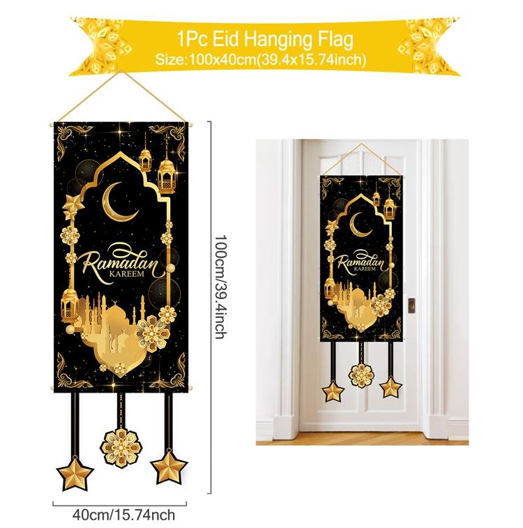 Eid Mubarak Dekobanner 2026 Kareem Ramadan Deko für Zuhause Ramadan Mubarak Hängende Flagge Islamische Muslimische Party Deko Eid Al Adha