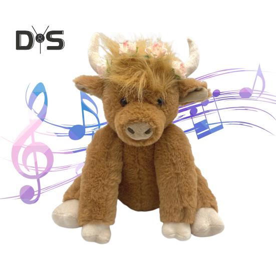 

Мягкая игрушка корова Хайленд 25 см, мягкая пушистая кукла для бесконечного веселья, плюшевая игрушка корова Хайленд, многофункциональный декор для дома и автомобиля With music