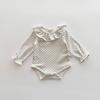 Renren 2025 Spring/Autumn New Arrival Baby Girls' Cotton Ruffled Collar Pullover Closure Base Romper Korean Style Long Sleeve