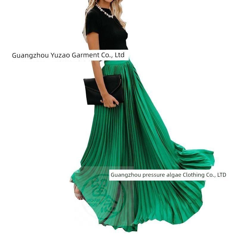 

. Sweet Plaid Pleated Skirt D081 New Products in Europe and Green 2XL