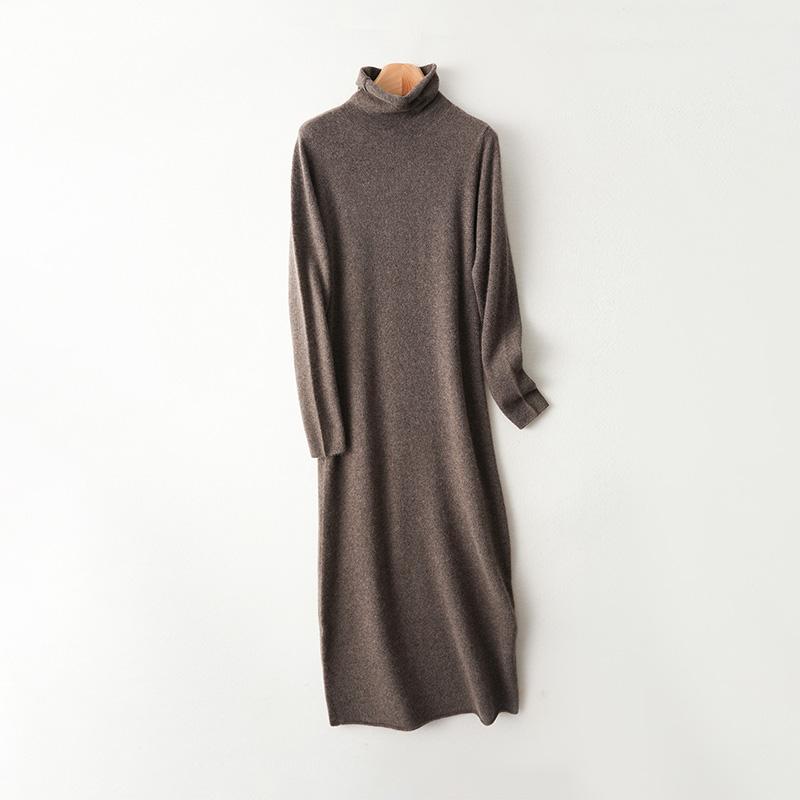 Women Sweater Dress 100% Wool TIDENOVEL Turtleneck Knit Long Pullover Winter Jumpers Wool Long Dress Female