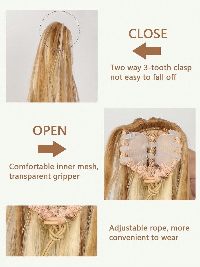 Synthesize 18-inch Claw Clip Waves Ponytail To Extend Female Ponytail Wig