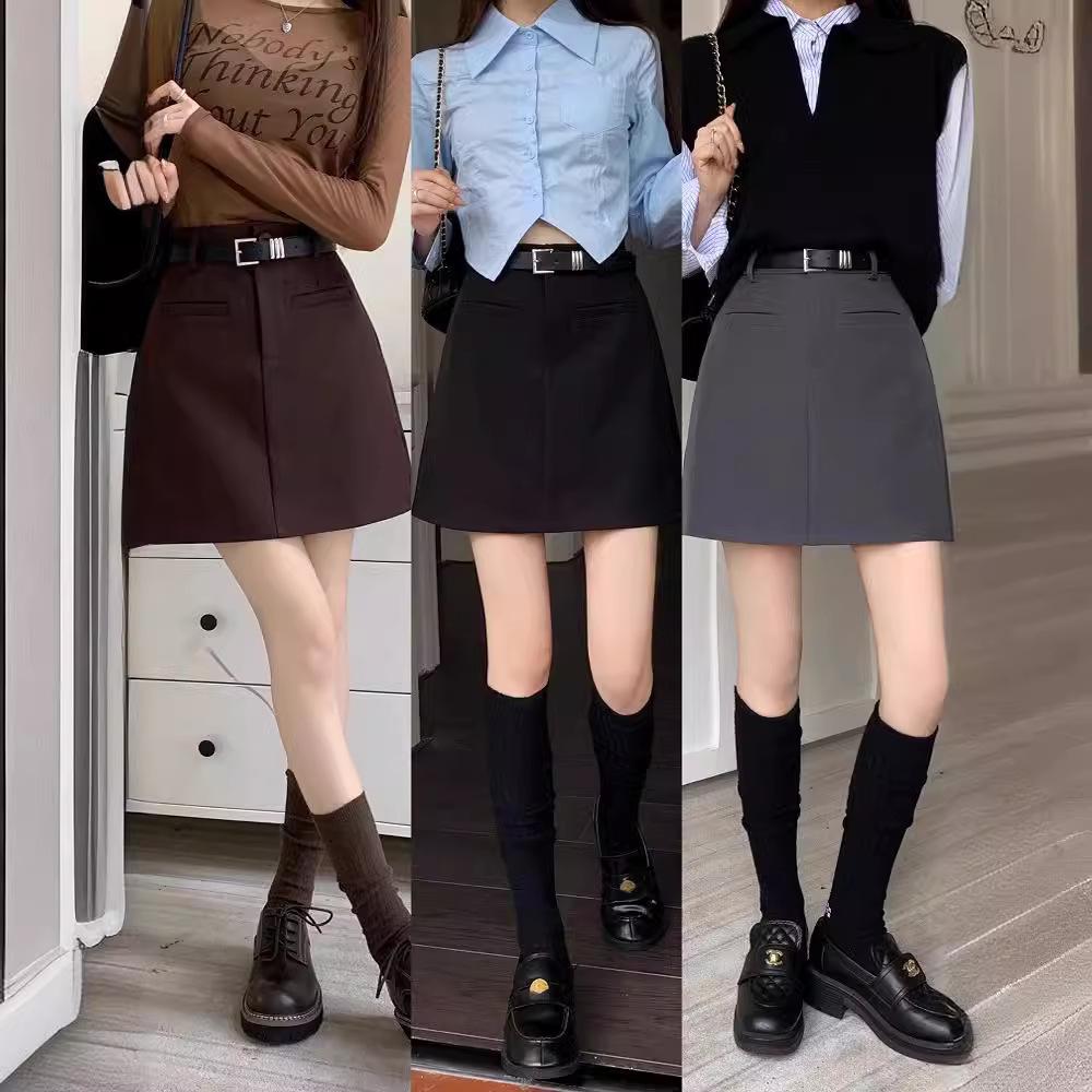 Spring 2024 Women's High-Waist A-Line College Style Mini Skirt