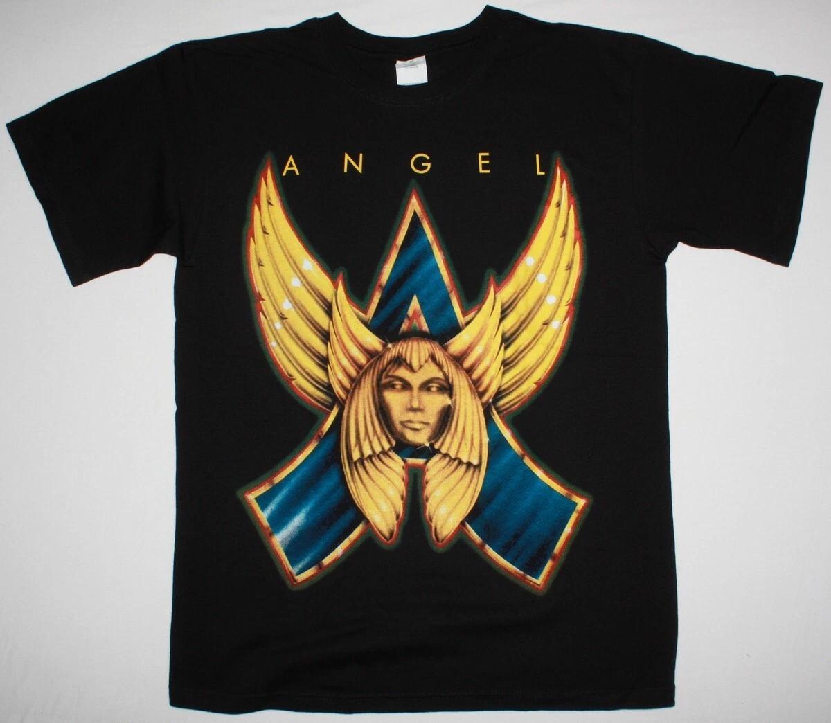 Vtg ANGEL BAND ANGEL 75 Heavy Cotton Black Shirt All Size For Men TR347 L
