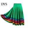 Dance Skirt Midi Ladies Folk Elastic High Waist Spanish Swing Rainbow Large Hem Mexican Flamenco Performance