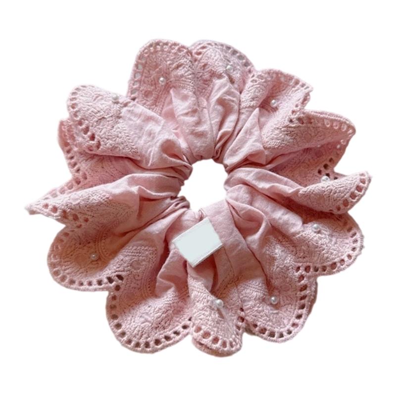 

Lace Hair Scrunchie For Everyday Elegant Styling Fashion Hair Accessories Fabric Hairpiece For Casual Prom Occasion розовый