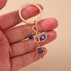 Retro Alloy Turkish Lucky  Evil Eyes Keychain Hamsa Hand Key Ring Pendant for Women Girls Handbag Decor DIY Jewelry Gifts