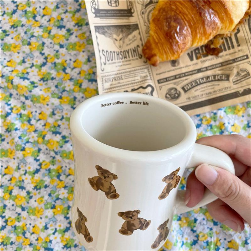 Uroczy kubek ceramiczny z misiem, kubek na mleko, herbatę, kawę, Mark Cup, wyjątkowe prezenty