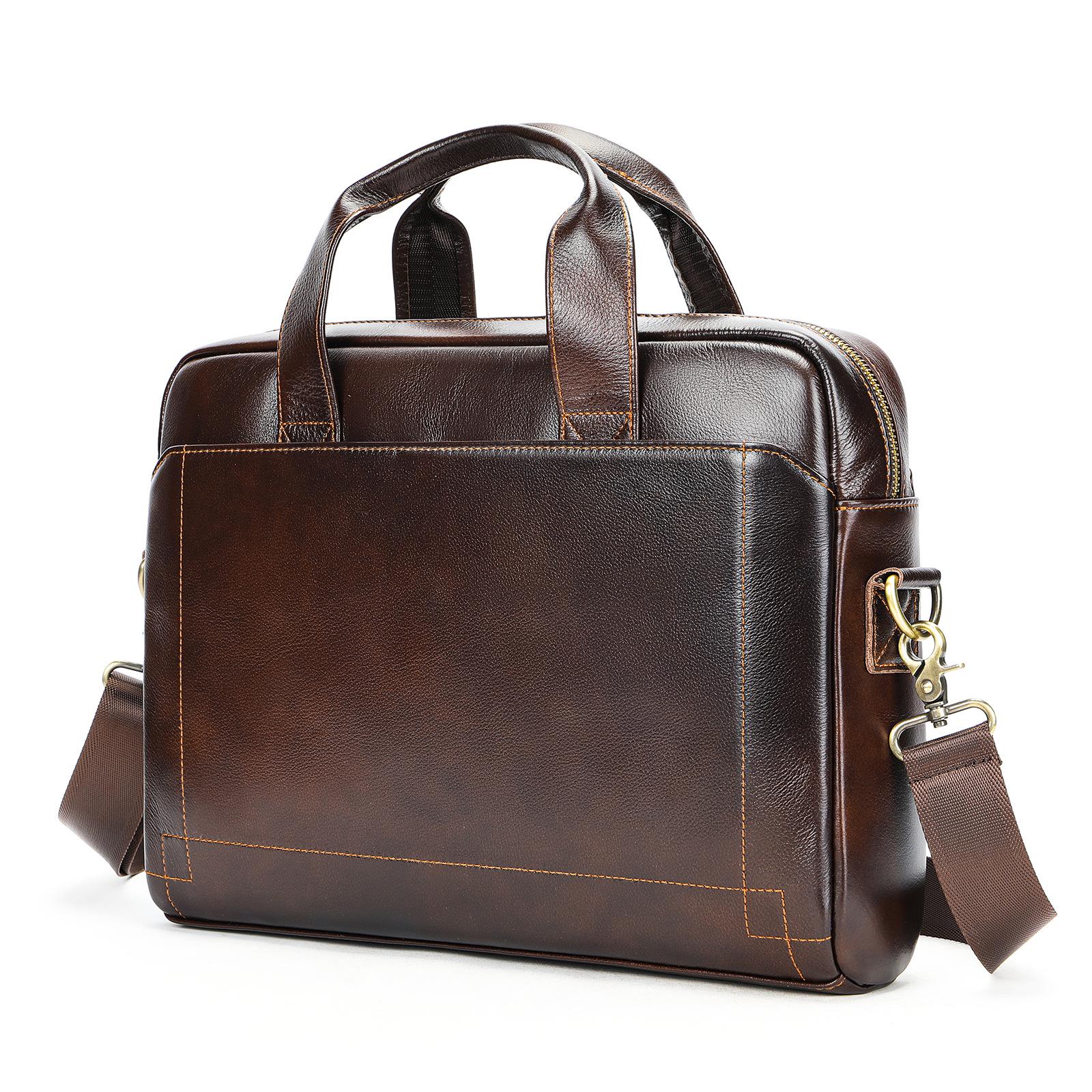 Pánská kožená business aktovka, kabelka z vrchní vrstvy hovězí kůže, taška na notebook pro právníka, velká taška přes rameno crossbody
