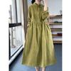 Discounter Kaufhaus Rückzug Retro Button-down Cordkleid Damen Locker Taille Schlank Temperament Langer Rock