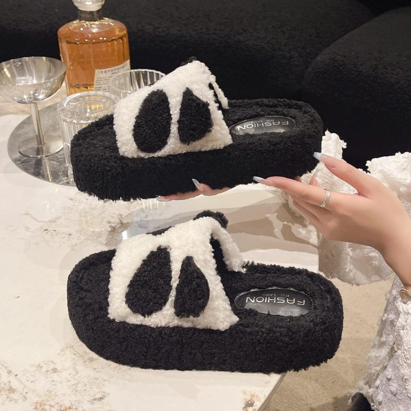 Fashion Mao Mao slippers trendy and casual drag new lamb wool cartoon platform women's shoes trendy outer wear one-word drag