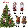 4Pack Festive Christmas Ornaments, Rustic Fabric Santa, Reindeer, Snowman, Bear,Cute Tree Hanging Decor,No Power Needed,for Home Kitchen Holiday Decor