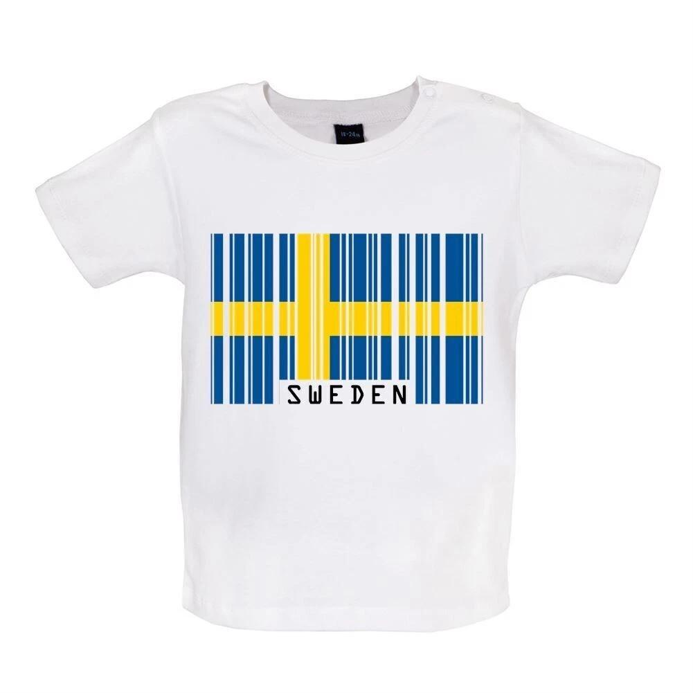Sweden Barcode Flag - Baby Kids Boys Girls Unisex T-Shirt / Romper - Suede Swedish Stockholm 150