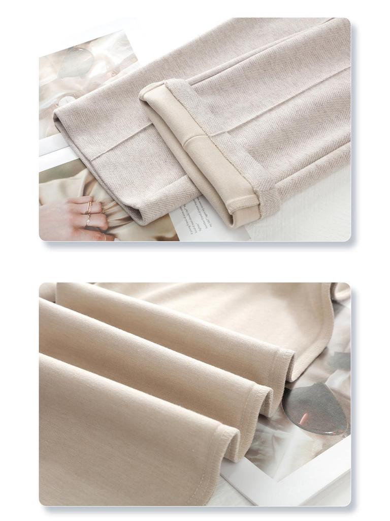 Oatmeal High-Waist Slimming Wide-Leg Pants for Women - 2024 Autumn/Winter Collection