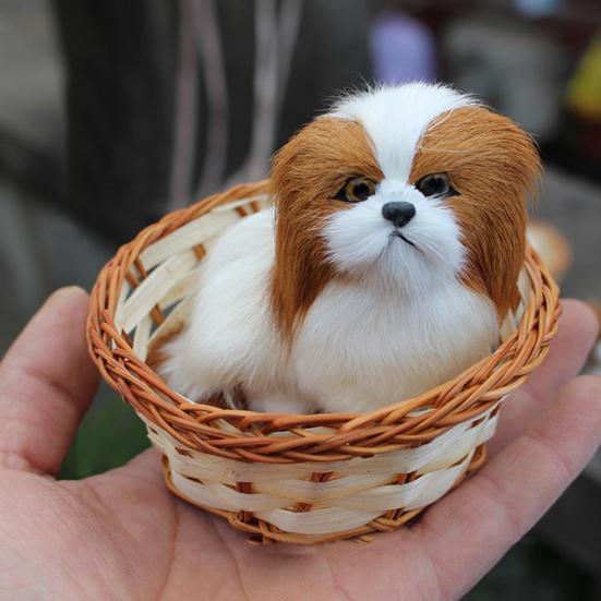 Lovely Simulation Animal Doll Plush Mini Basket Cat Rabbit Dog Kids Xmas Toy
