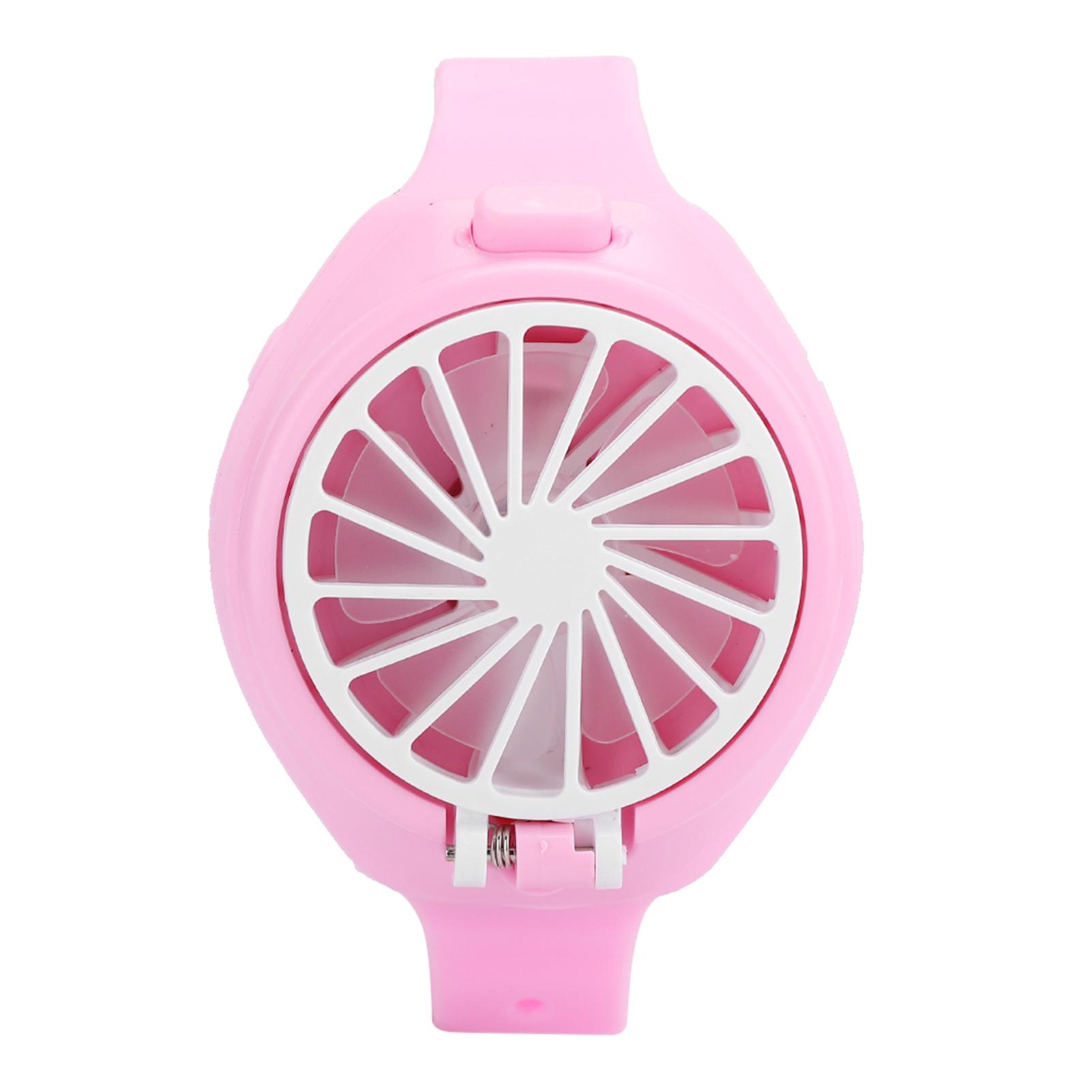 

USB Часы-вентилятор Ручной Носимый Зарядка Маленький Встроенный Аккумулятор Летний Мини Портативный Универсальный(розовый ) розовый