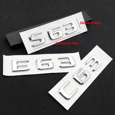 3D ABS Car Letters S63 C63 E63 Sticker Emblem Auto Badge Decal For Mercedes AMG C E 63 W205 W204 W213 W212 W222 W221 Emblem Logo