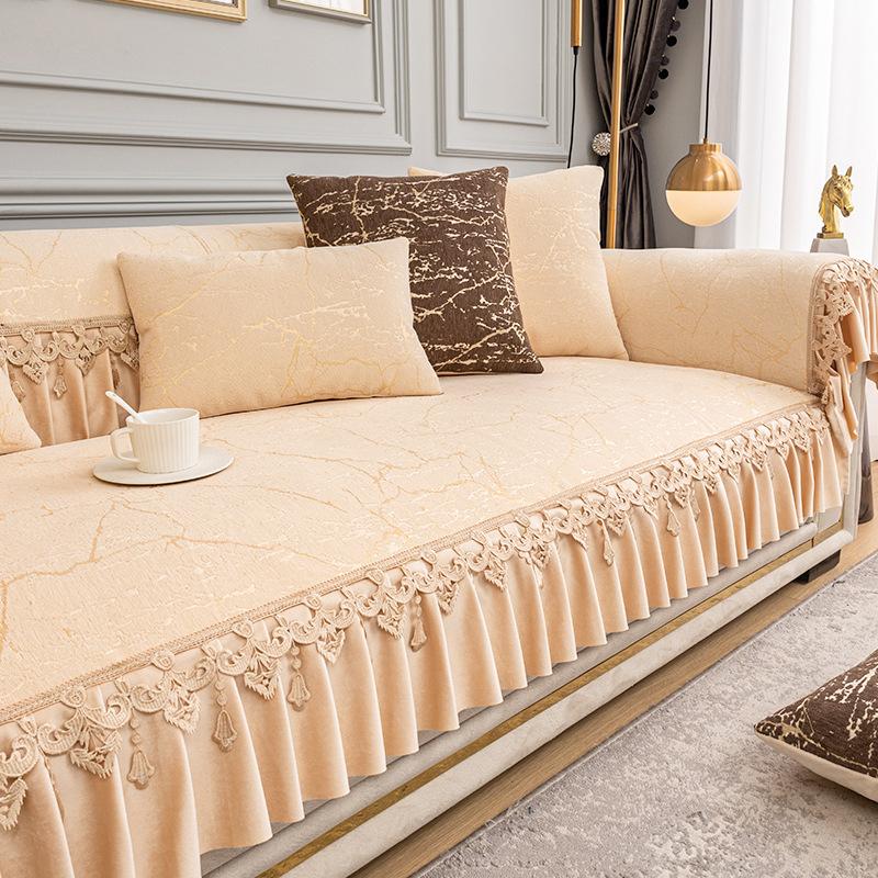 

Чехлы для диванов с кружевной отделкой, жаккардовые подушки для дивана, изысканные вертикальные противоскользящие комбинированные чехлы для полотенец для дивана, декор гостиной 60x60cm 1pcs