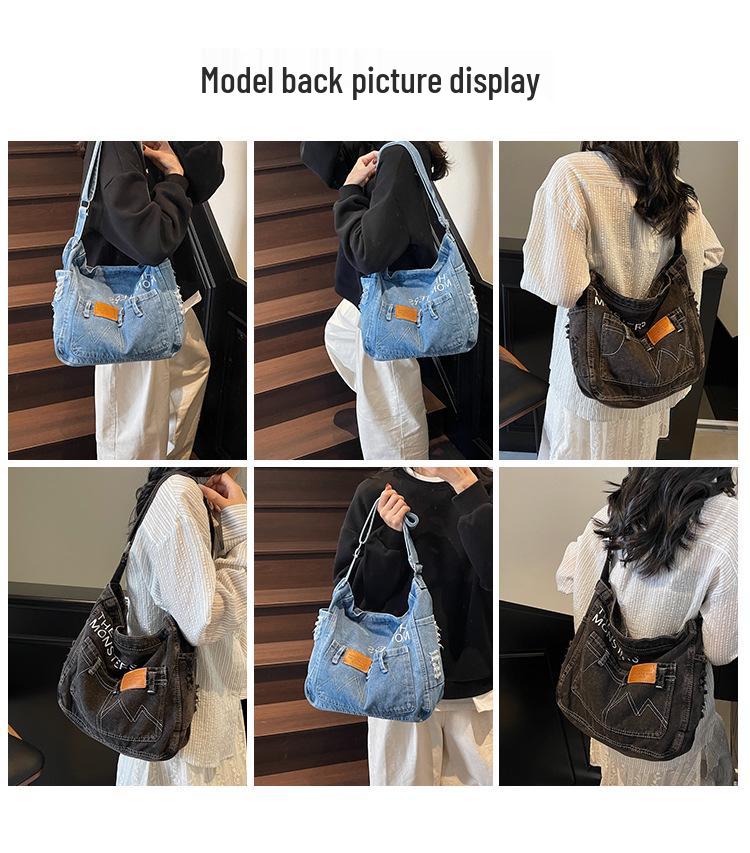 Korean Retro Distressed Women's Crossbody Tote Bag 2026