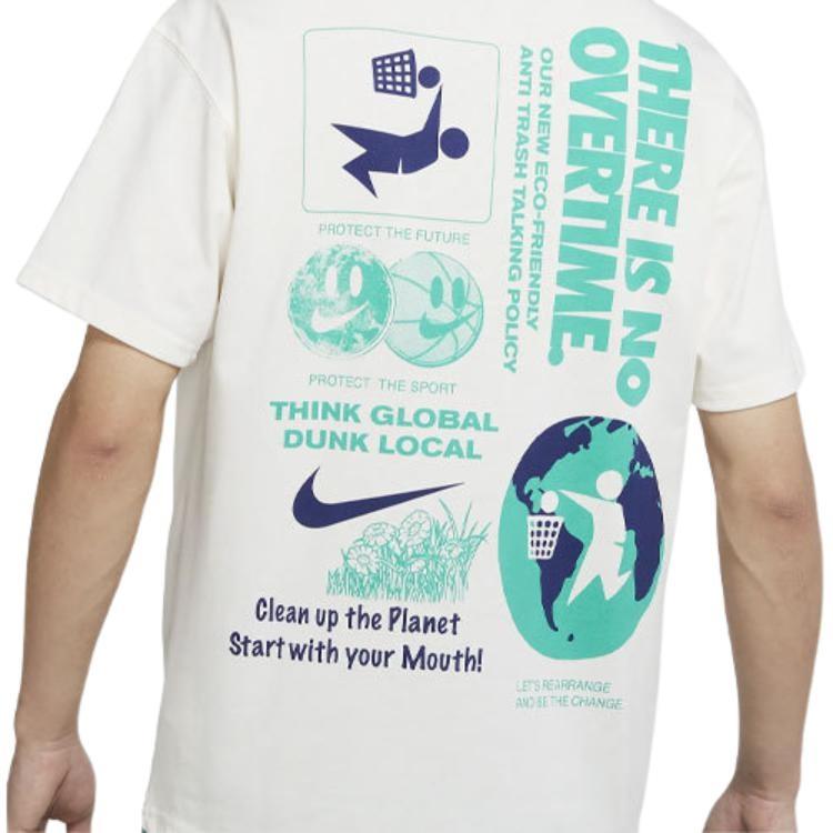 Nike Printing Basketball Sports Round Neck Short Sleeve White Men's DJ1577-901