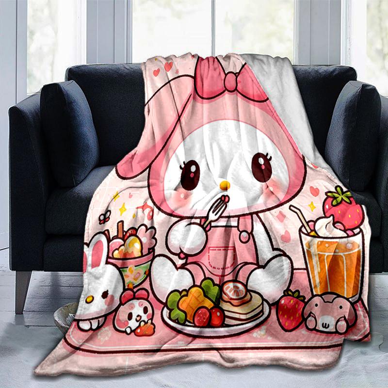 1pc My Melody's Sweet Breakfast Adventure Blanket, Soft Throw for Home Decor, Gift Idea, Suitable for All Seasons, Living Room, Travel, Camping, Car B
