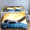 Hockey Stick and Puck Splash Art Print Bedding Set Duvet Cover Pillowcases (1* Duvet Cover 2* Pillowcases Do Not Include Comforter)