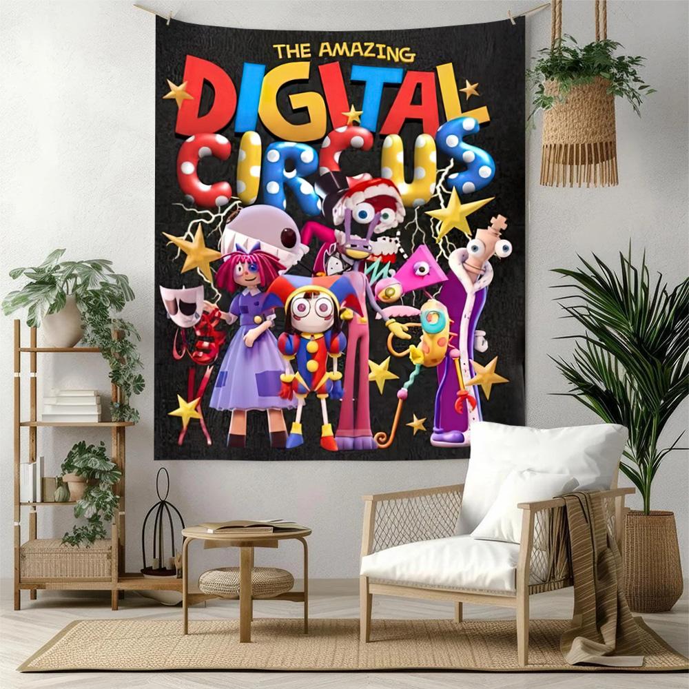 Digital Circus Wall Decor Tapestry Art For Pet Memorial Birthdaywedding Party Backdrop Family Gift