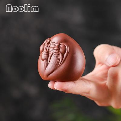Violetinės molinės arbatos gyvūnėlis Besijuokiantis Budos statula Ornamentas Maitrėjos figūrėlė arbatos padėklas Namų arbatos papuošimas