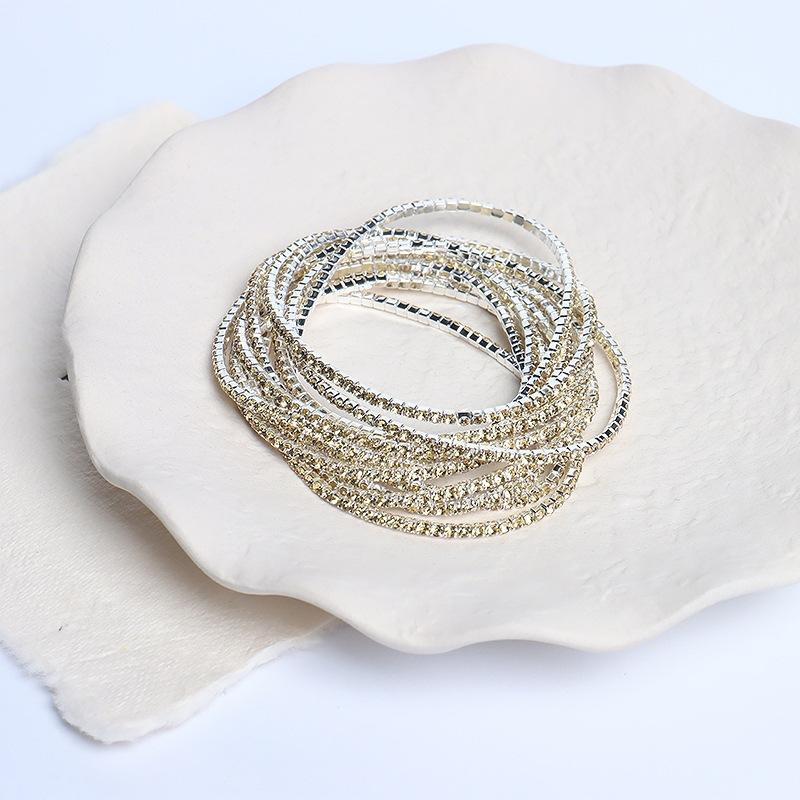 5pcs Fashion Crystal Rhinestone Stretch Bracelet For Women Elastic Wristband Wedding Bracelets Daily Female Zircon Accessories