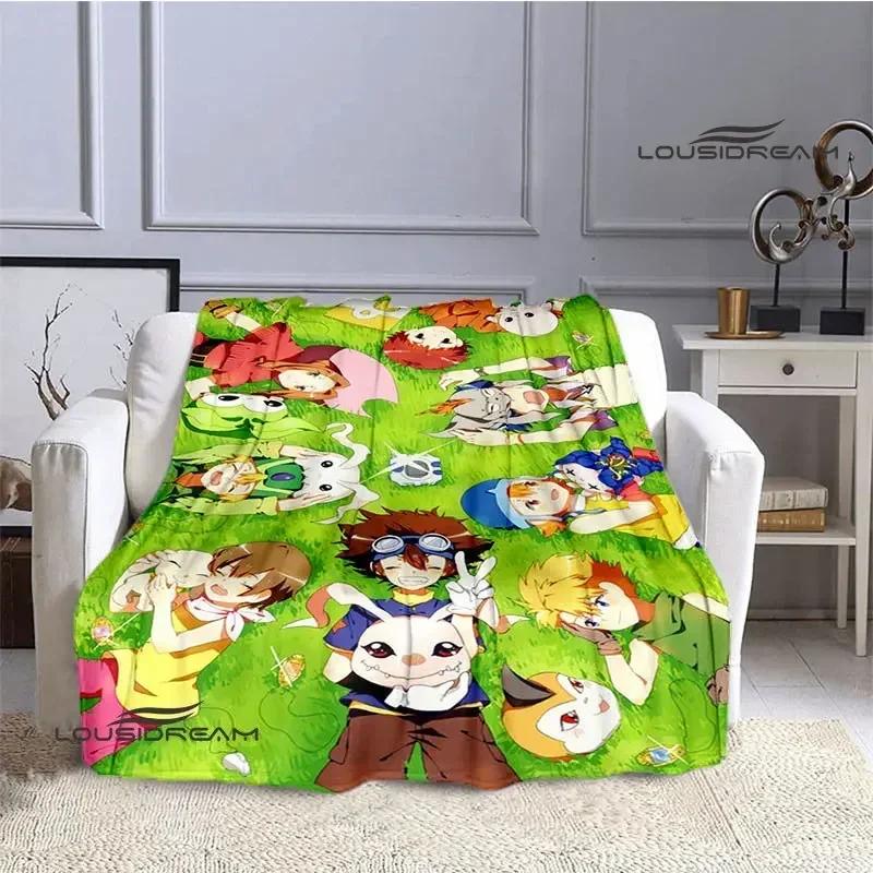 Coperta stampata cartone animato Digimon Coperta in flanella Coperta calda coperta da picnic Coperta da casa da viaggio fodere per letto Regalo di compleanno