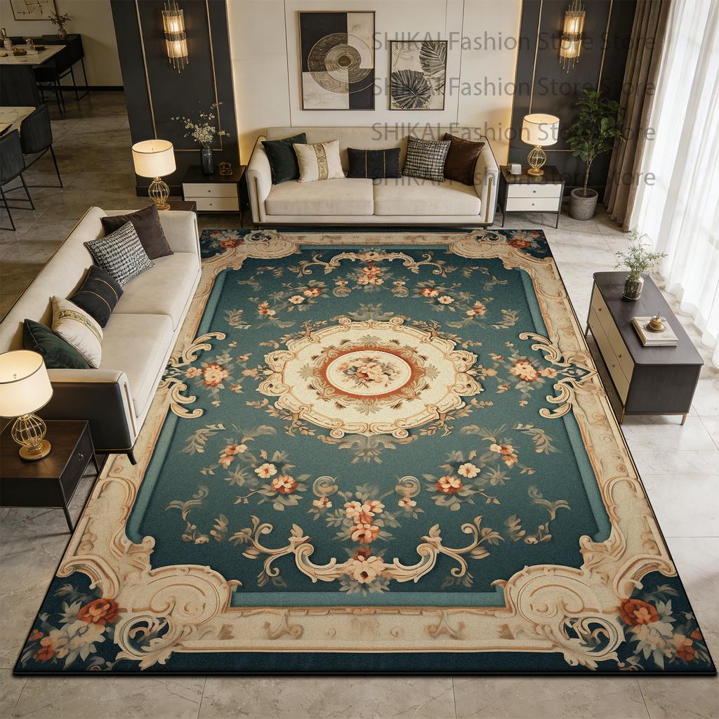 Green European Decoration Luxury Fluffy Carpet Easy Clean Soft Rugs for Living Room Large Area Antiskid Short Velvet Floor Mats