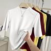 Women Spring  Autumnr Mid Sleeve Top Slim Fit New Mock Neck T-shirt