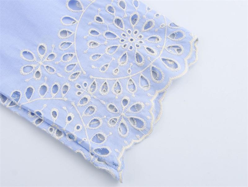 Women's Eyelet Embroidery Long Sleeve Poplin Shirt - 2025 Spring/Summer Collection