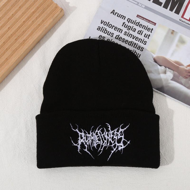 Minimally Knit Cap For Adults With Embroidered Detail For Winter Wear Casual