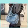 Minimalist Large Capacity Denim Bag With Multiple Pockets For Daily