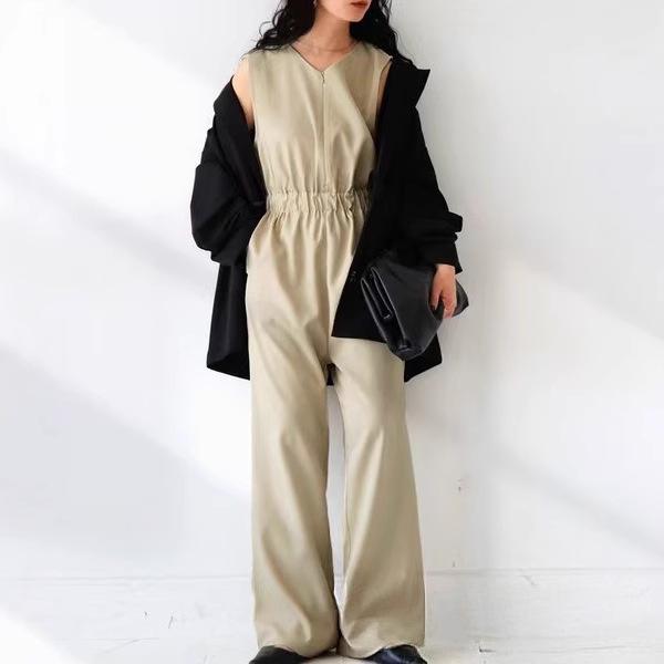2025 High Waist Sleeveless Zipper Jumpsuit - Summer Pre-sale